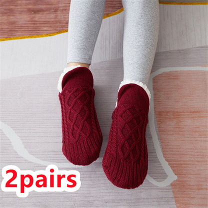 Winter Hausschuh-Socken für Damen und Herren - Anti-Rutsch-Socken - Fußwärmer