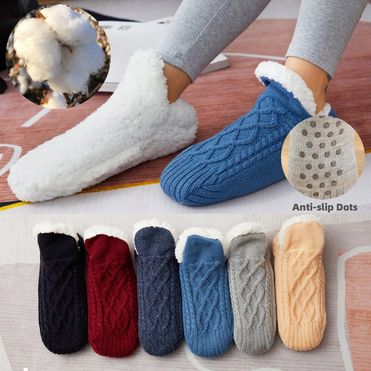 Winter Hausschuh-Socken für Damen und Herren - Anti-Rutsch-Socken - Fußwärmer