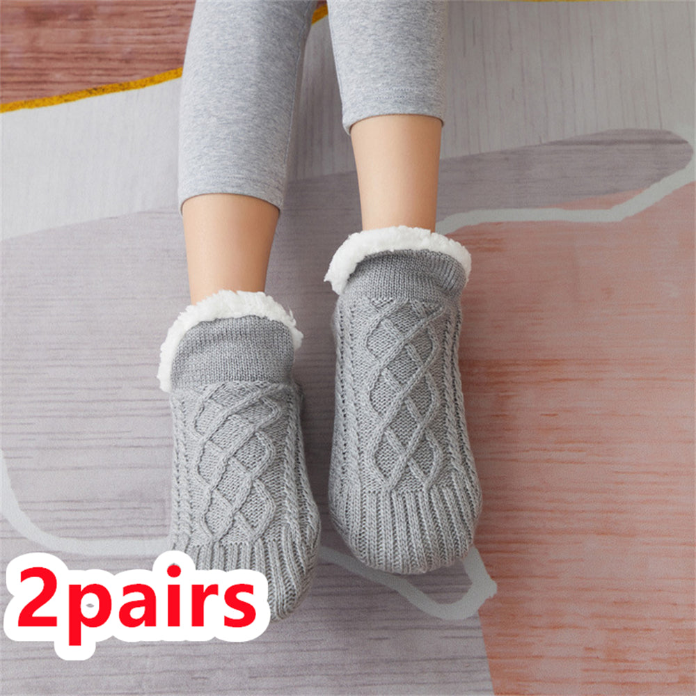 Winter Hausschuh-Socken für Damen und Herren - Anti-Rutsch-Socken - Fußwärmer