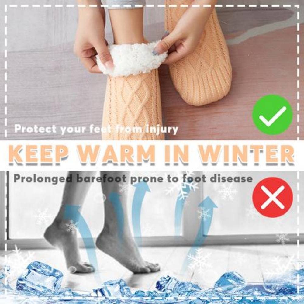 Winter Hausschuh-Socken für Damen und Herren - Anti-Rutsch-Socken - Fußwärmer